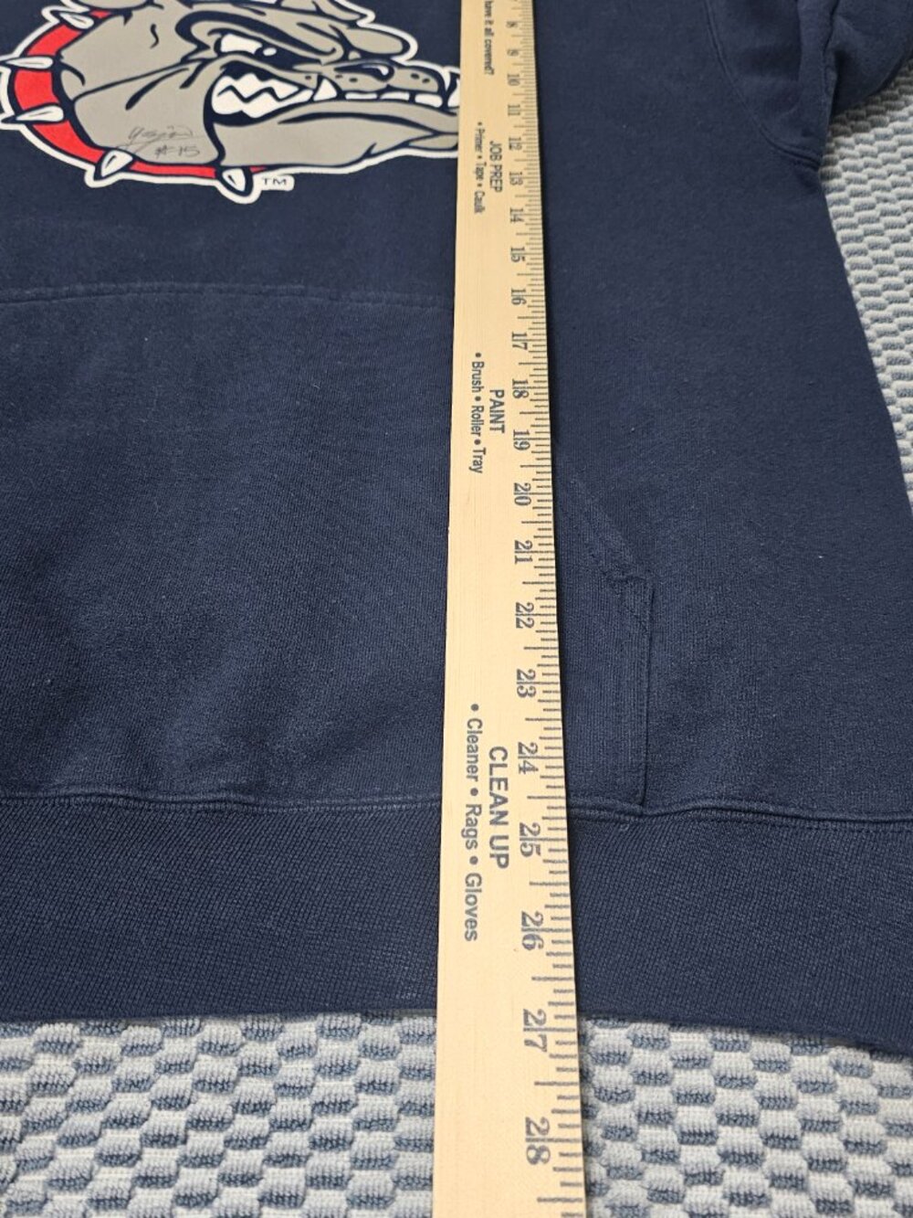 Large Bulldog Print Blue Pullover Fleece Hoodie Men's Sweatshirt - Size Medium - Picture 7 of 7
